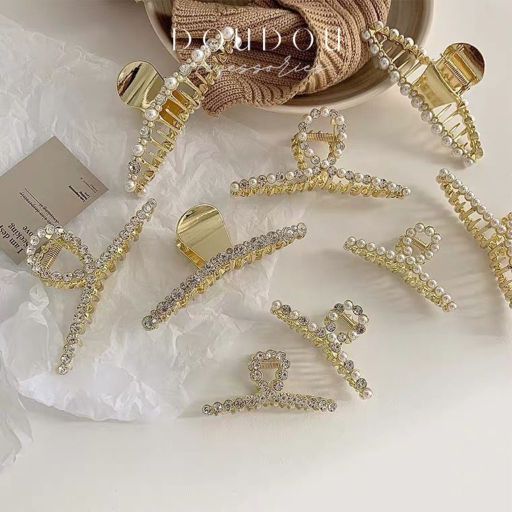 Phụ kiện kẹp tóc xinh Doudou Kẹp càng cua Hàn Quốc kim loại hot trend đính ngọc nhân tạo phong cách Hàn Quốc ZJ023