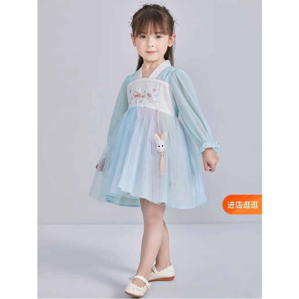 V248 - Váy deesha cổ trang thêu ren bé gái