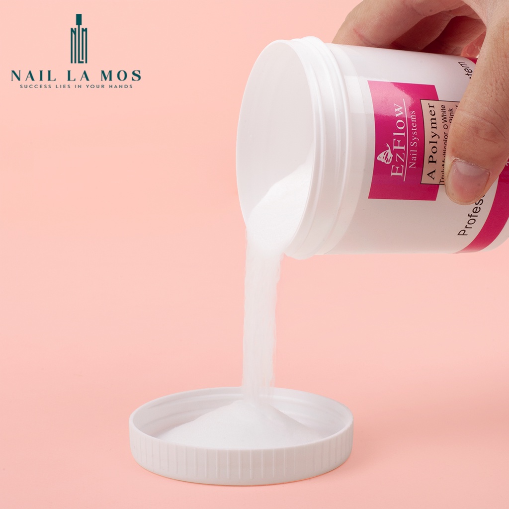 Bột đắp móng Ezflow 120ml chính hãng rất mịn và dẻo, không vón cục - Polymer Nail Powder đủ 3 màu white, pink, clear