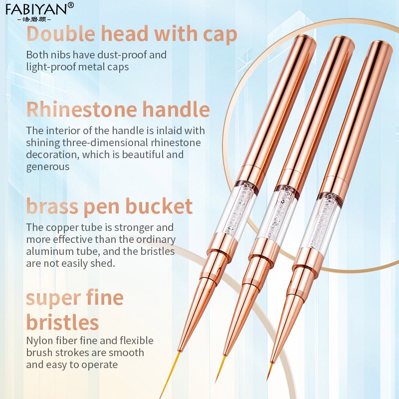 Cọ vẽ trang trí móng FABIYAN 2 đầu dài 3 kích thước 5+7/ 9+12/15+20mm