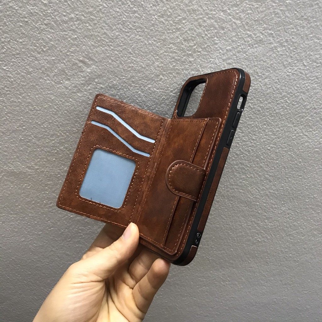 Ốp lưng ví da iPhone 6 6s 7 8 plus x xs max 11 12 13 pro mini pro max - 3 ngăn để thẻ -  để ảnh - để tiền