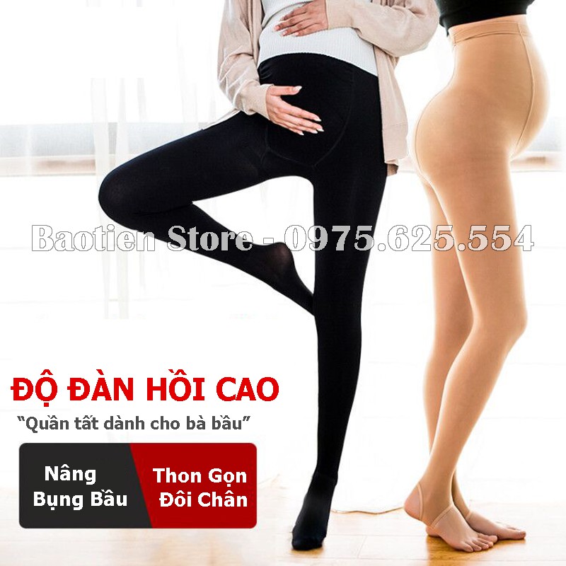 Quần Bầu, Quần Tất Bầu Giẫm Gót Loại Dày, Có Lót Lông Mặc Thu Đông, Có Chun Điều Chỉnh QB01