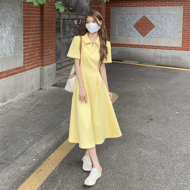 Đầm Tay Ngắn Cổ Polo Dáng Ôm Thời Trang Trẻ Trung Cho Nữ