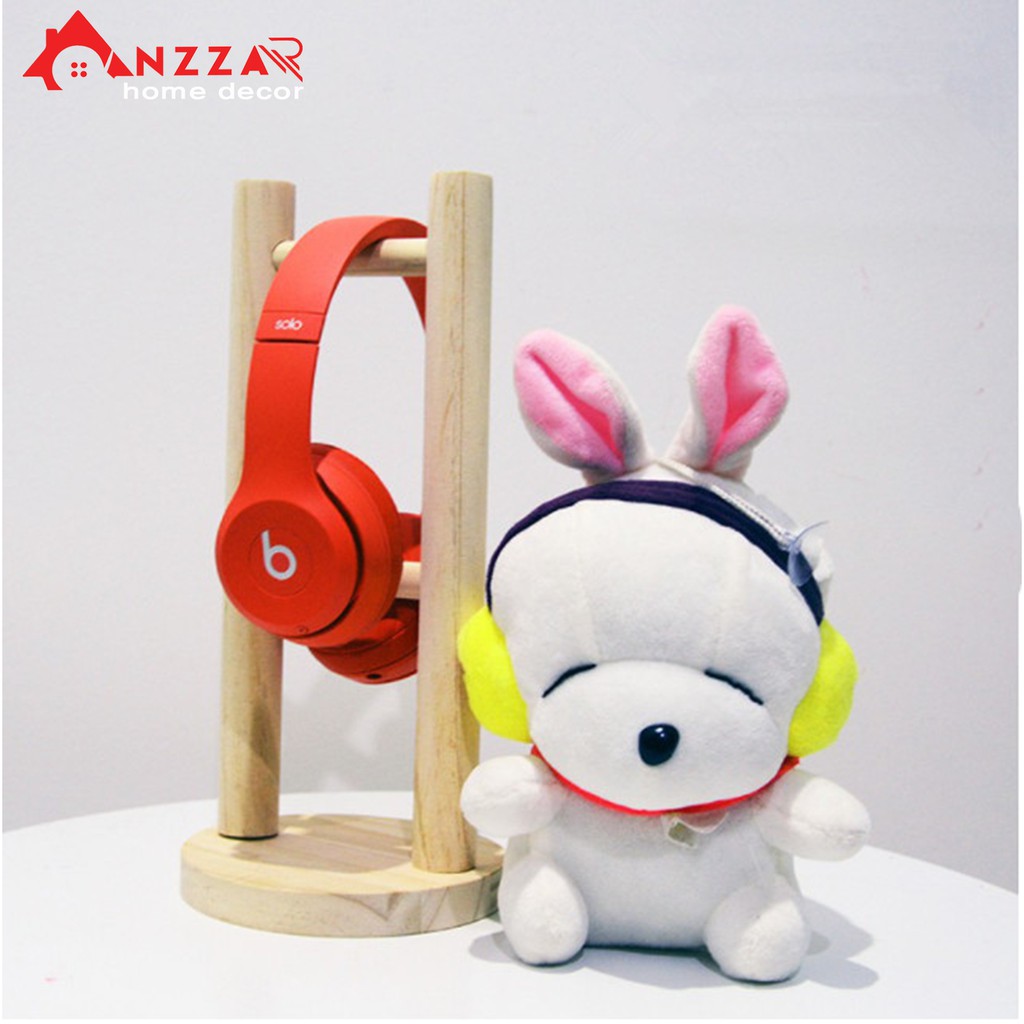 Giá Treo Tai Nghe, Kệ Đỡ HeadPhone Bằng Gỗ Thông Tự Nhiên Tinh Tế, Kệ Gỗ Để Bàn ANZZAR