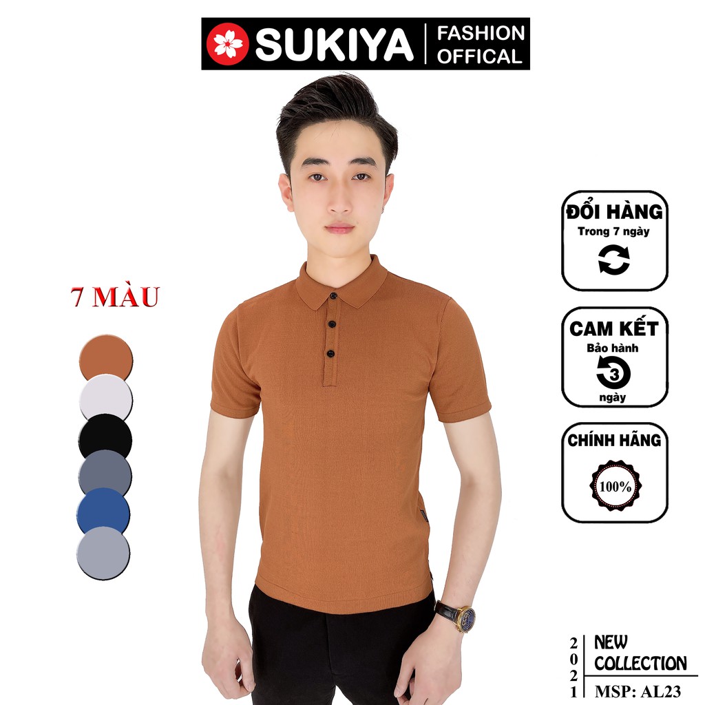 Áo polo nam SUKIYA dệt sợi cotton mềm mát dáng hàn quốc AL23