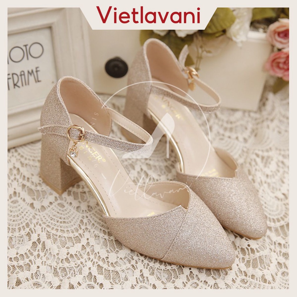 Giày cao gót nữ mã C24 cao 5p màu vàng ánh kim form chuẩn hàng siêu đẹp