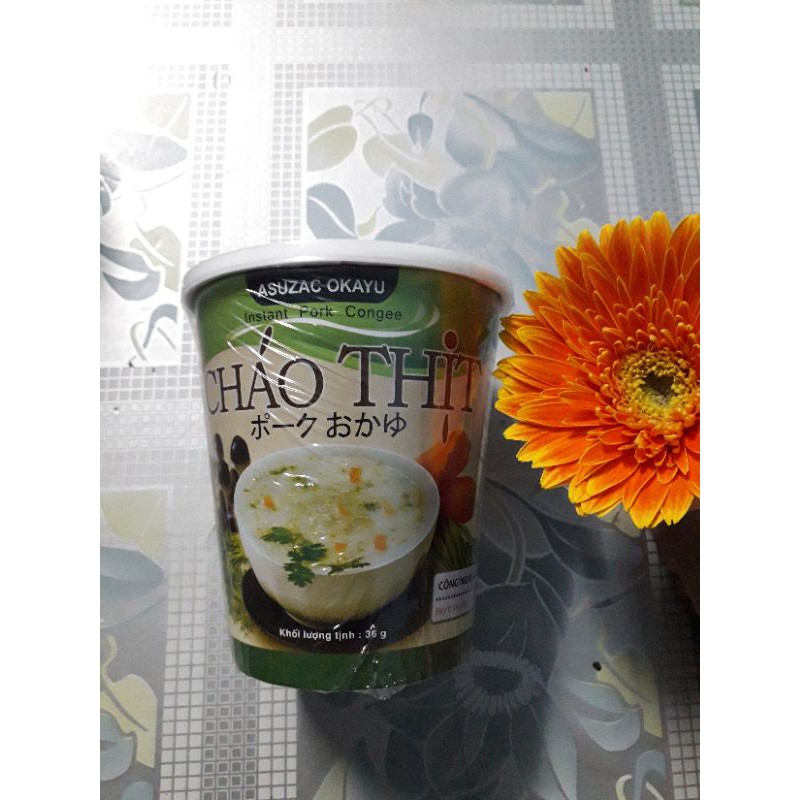 Ly cháo thịt asuzac 36gam/ cháo thịt heo sấy ăn liền