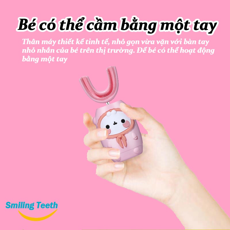 Bàn chải đánh răng điện trẻ em,máy đánh răng chữ U tự động đánh sạch,cho bé