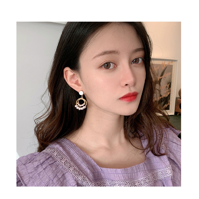 Mới Bông Tai Đính Ngọc Trai Giả Phong Cách Retro Hàn Quốc