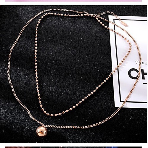 Dây Chuyền 2 Tầng Trái Châu Titan Không Đen TT 2362