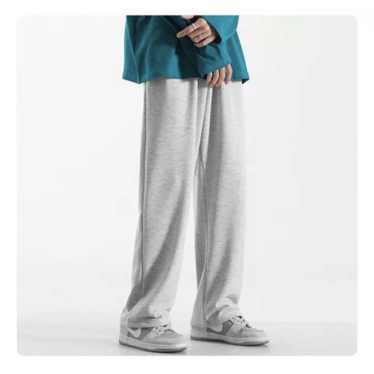 Quần dài ống rộng trơn basic - Quần trơn 2 màu ĐEN XÁM - Ống suông vải cotton mịn dày co dãn | BigBuy360 - bigbuy360.vn