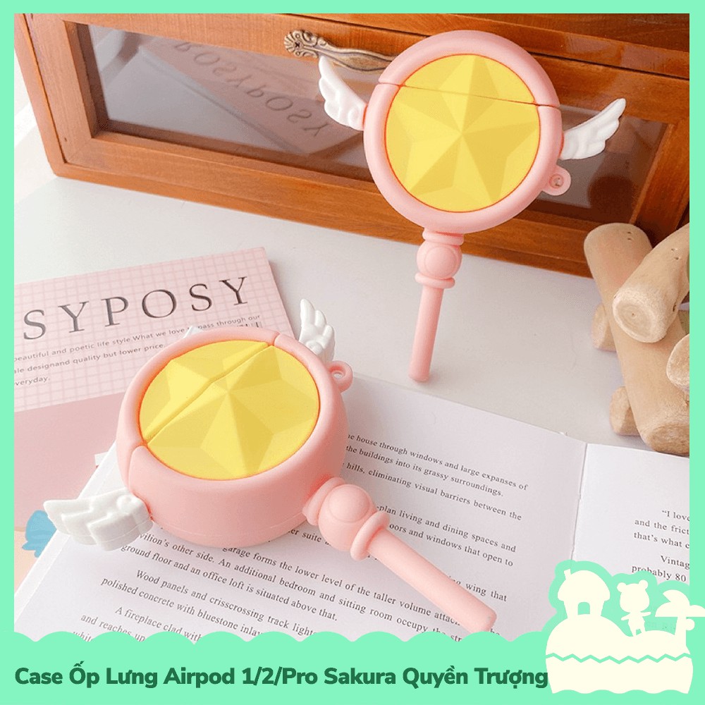 [Sẵn VN - NowShip] Case Ốp Lưng Airpod 1 / 2 / Pro Gel Silica Anime Manga Sakura Quyền Trượng Phép Thuật