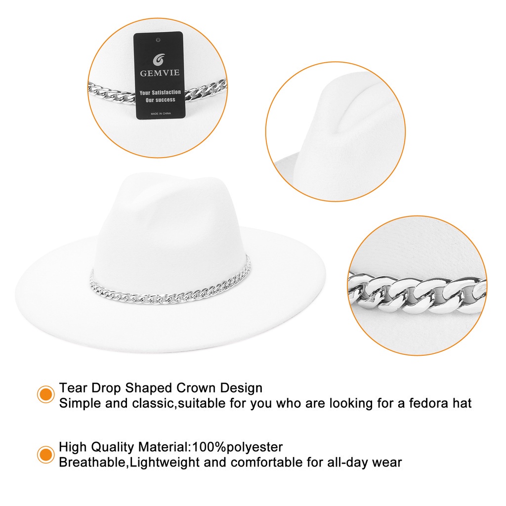 Mũ vành rộng đính dây xích kim loại thời trang cho nữ