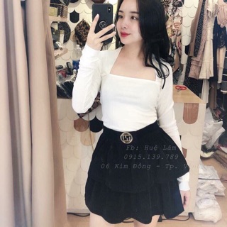 Chân váy nhung 2 tầng về thêm kèm ảnh thật ạ ( có bán cả áo ạ)