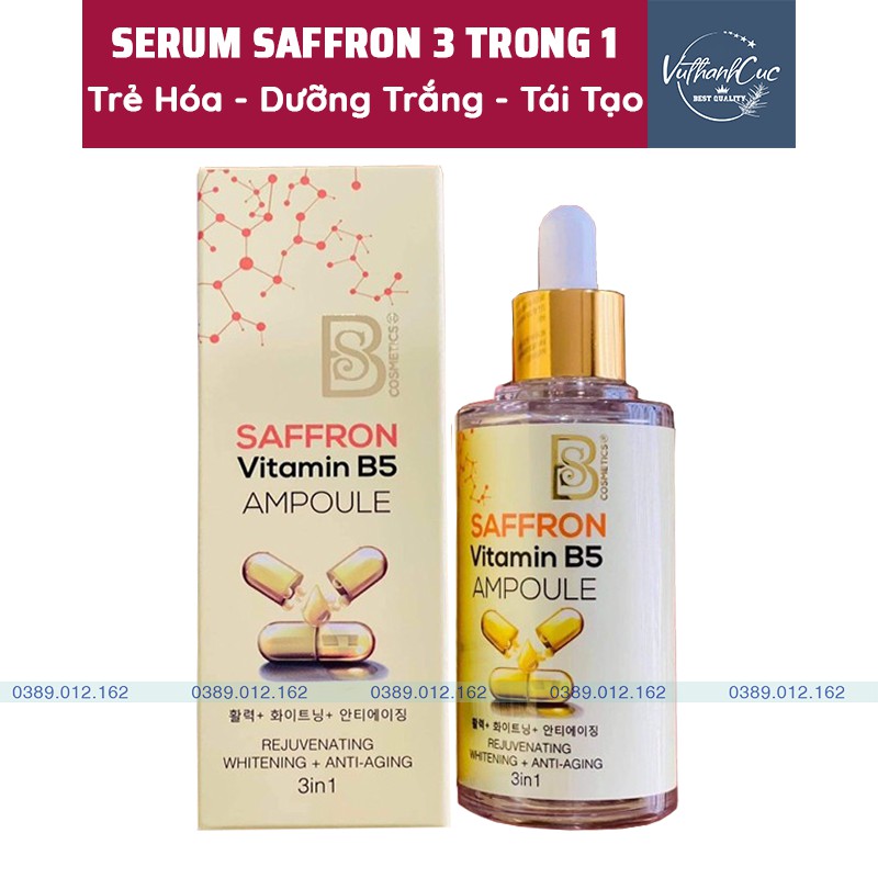 Serum B5 Saffron (tinh chất nhụy hoa nghệ tây) 3 Trong 1 - Trẻ Hóa - Dưỡng Trắng - Chống Lão Hóa Làn Da