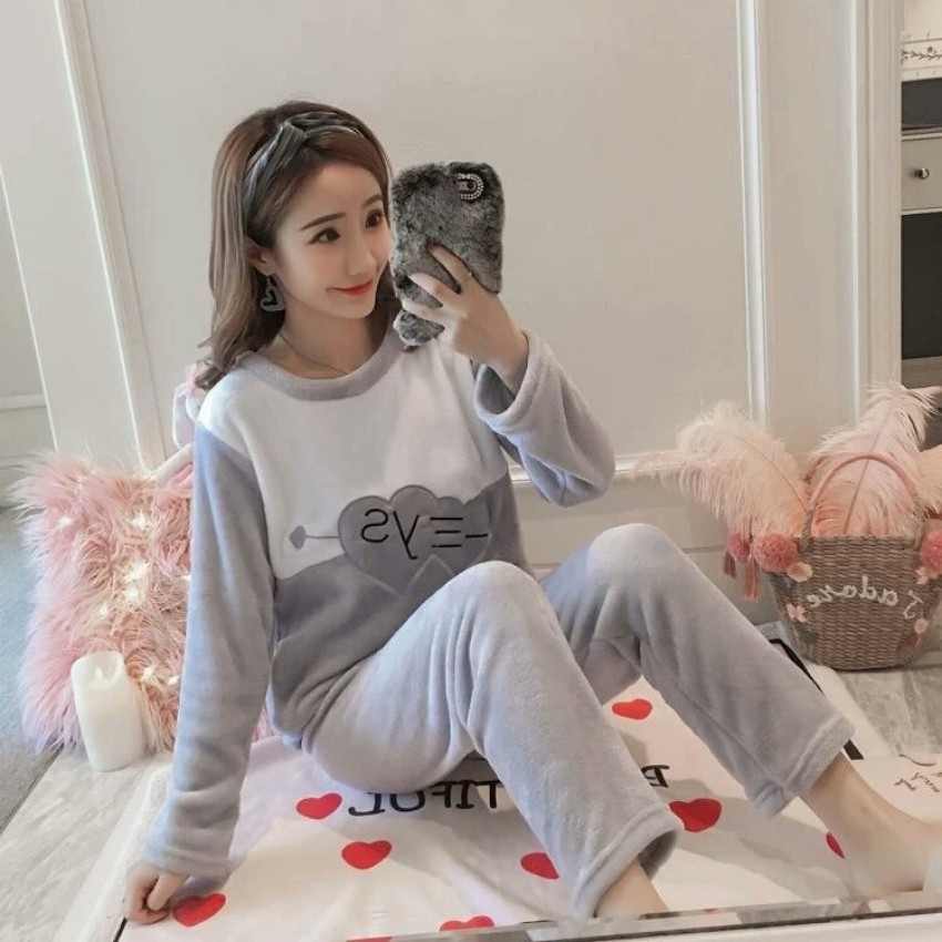 Bộ đồ mặc nhà thu đông dài tay họa tiết dễ thương cho bạn gái