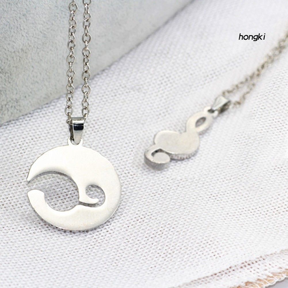 (Hàng Mới Về) Set 2 vòng cổ Mặt Hình Nốt Nhạc Và Mặt Trăng Thời Trang Cho Cặp Đôi