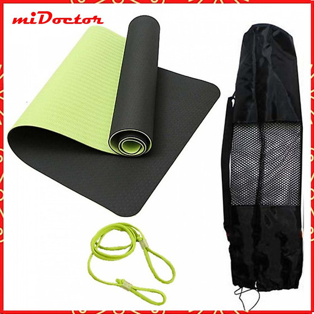 Thảm Tập Yoga 2 Lớp + Gạch + Bao Đựng + Dây Buộc miDoctor (màu ngẫu nhiên)