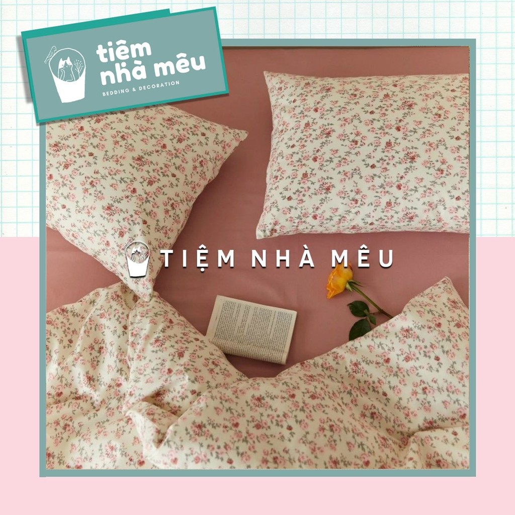 ( Freeship - Tặng kèm túi đựng ) Bộ Chăn Ga Gối Cotton Living✨ m6/m8/2m✨Sét 4 Món Cotton 100% Hàn Quốc Hoa Nhí Cao Cấp