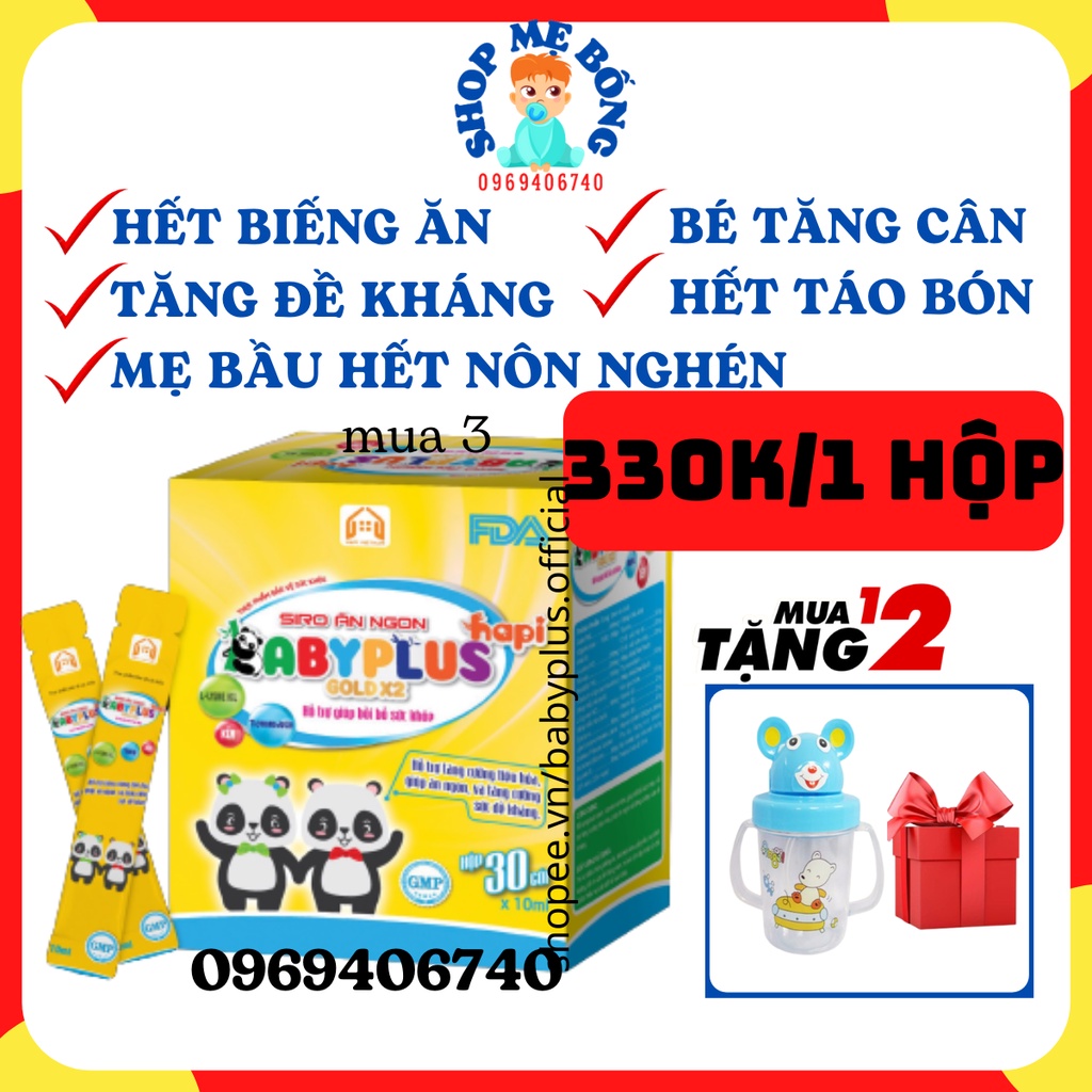 BABY PLUS Siro ăn ngon babyplus cho bé hết biếng ăn táo bón tăng đề kháng hỗ trợ tăng cân tự nhiên 1 hộp 30 gói