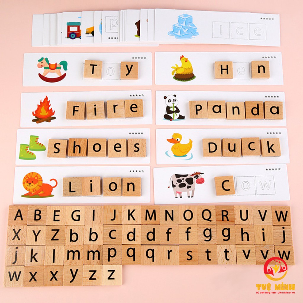 [Mã LIFETOYS1 giảm 30K đơn 99K] Bộ Ghép Chữ Đồ Chơi Gỗ Giúp Bé Học Vần Tiếng Anh