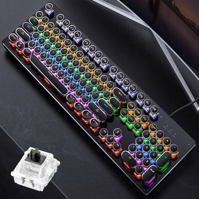 Alli Gaming Keyboard Retro Keycap Backlit Wired Mechanical Keyboard for PC Computer Laptop
