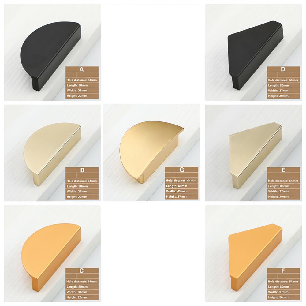 YIYU Tay nắm cửa tủ kéo hình học màu đen bằng nhôm phong cách Bắc Âu