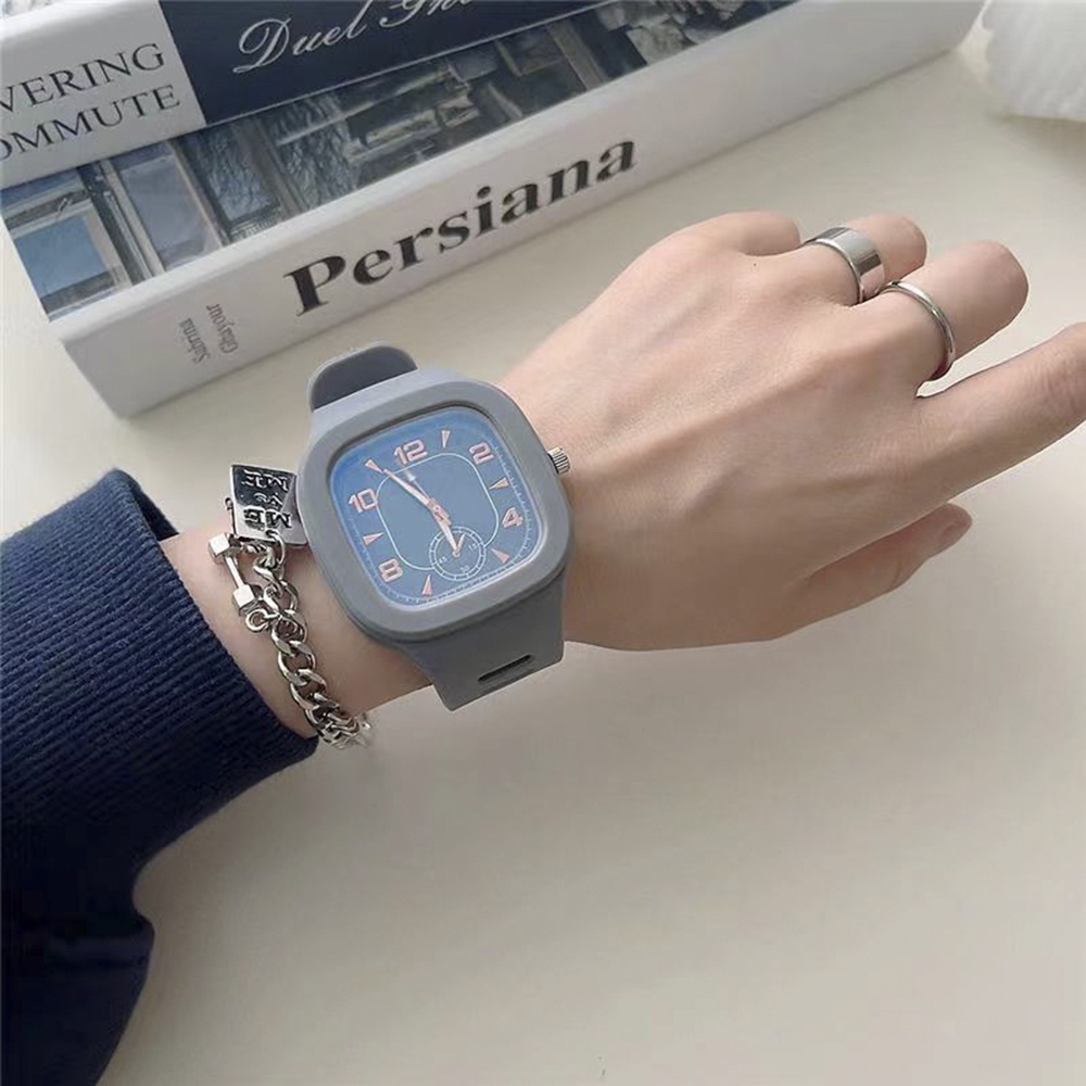 Đồng Hồ Đeo Tay Mặt Vuông Dây Da Phong Cách Vintage Thời Trang Cho Nam Nữ