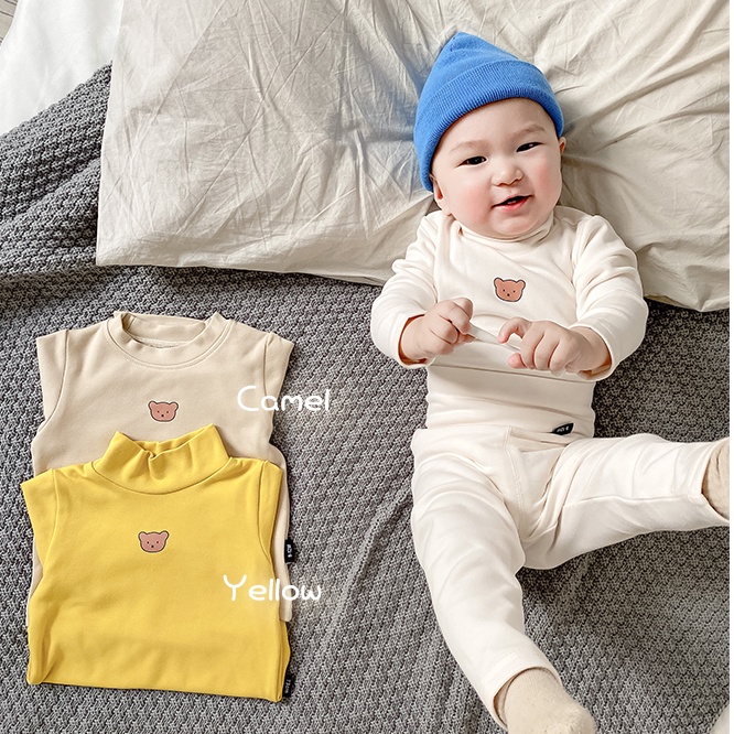 Bộ Đồ Ngủ Em Bé Gồm Áo Tay Dài Cổ Cao + Quần Legging Dài Thoải Mái