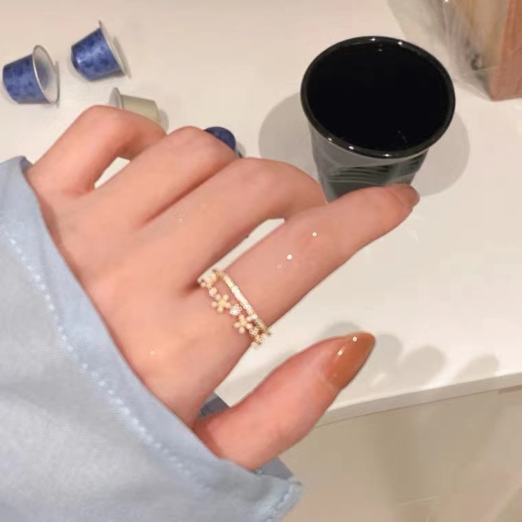 Nhẫn Đeo Tay Hai Lớp Hở Đính Hoa Sang Trọng Thời Trang Cao Cấp Cho Nữ