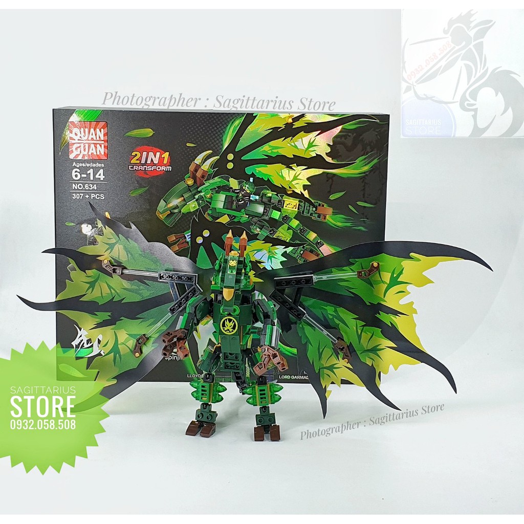 Combo 4 Hộp Lego Lắp Ráp Robot Rồng Bay NinjaGo 2 in 1 - Quan Guan 634 ~ 637