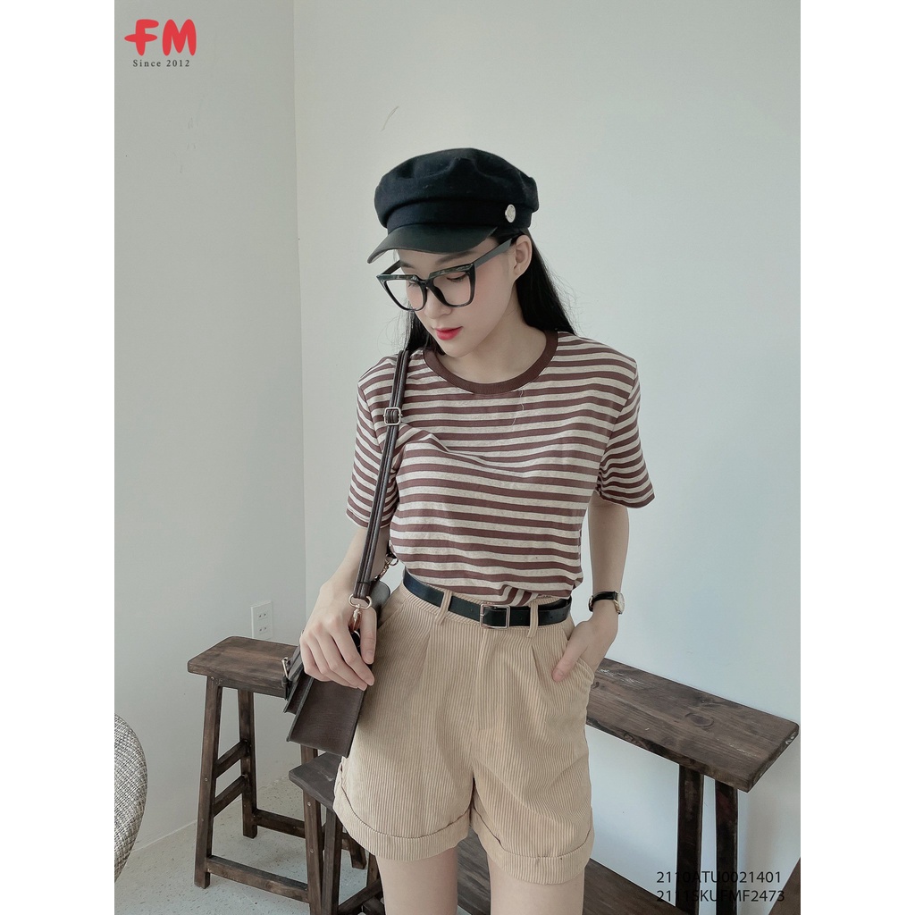 Quần short nữ nhung tăm gập lai CH2210B nữ FM Style 211124606