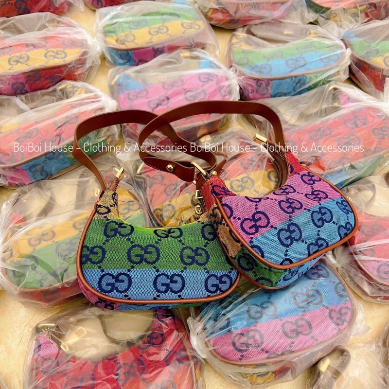 Combo túi và mũ gucci màu sắc sang chảnh cho bé