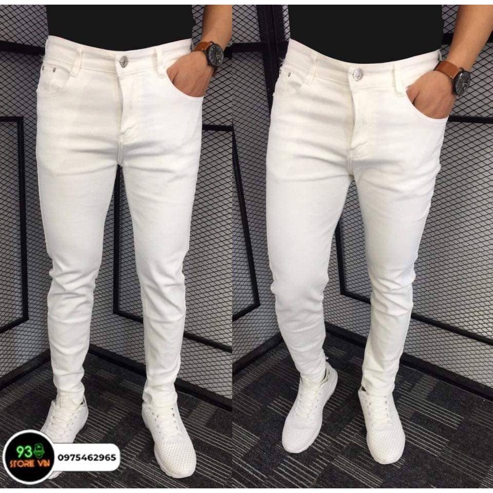 Quần jean nam co dãn vải dày đẹp chuẩn màu đen trắng có size lớn hàng chuẩn
