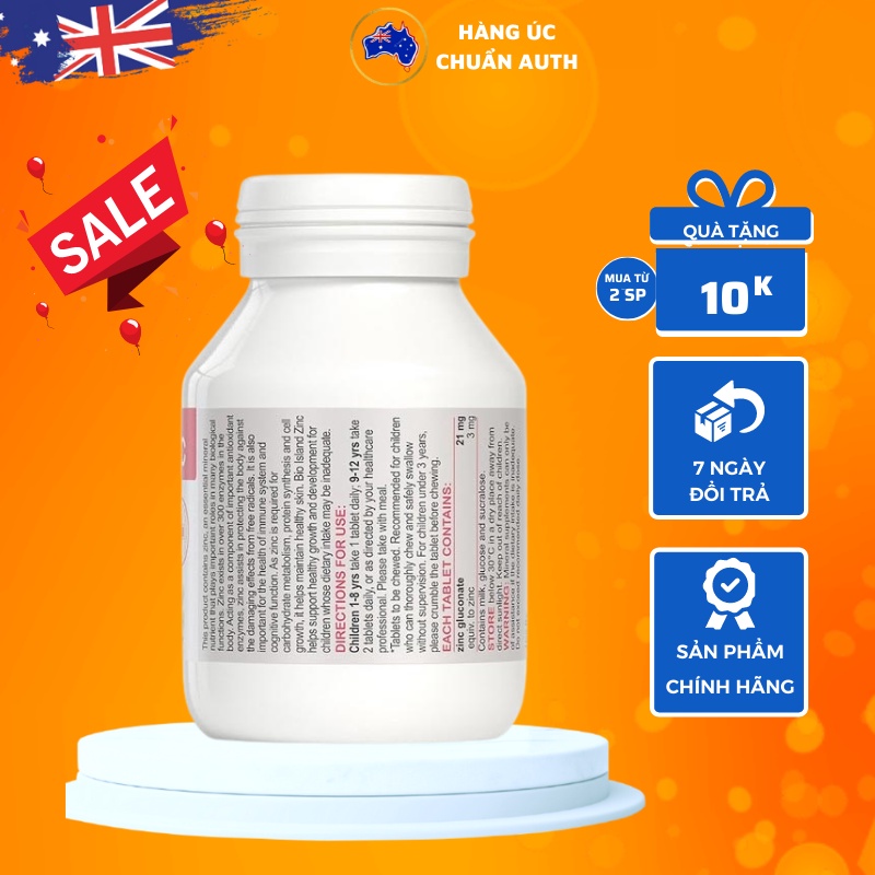 Viên Bổ sung Kẽm Bio Island Zinc 120 viên cho bé của Úc