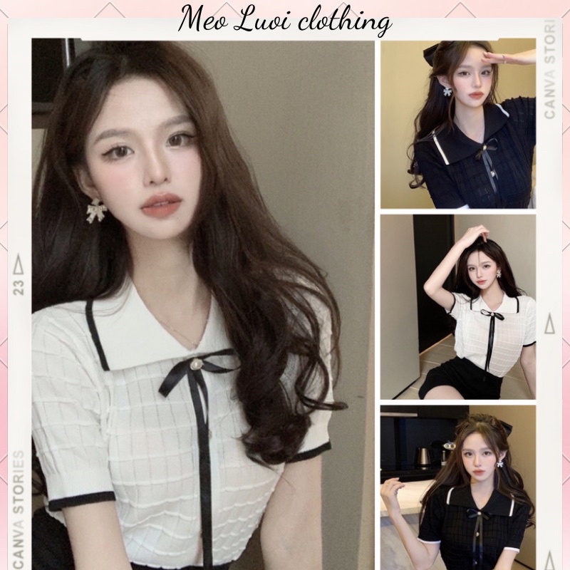 Áo mongtoghi kiểu nữ cổ nơ bánh bèo  hàng Qc mặc 4 mùa