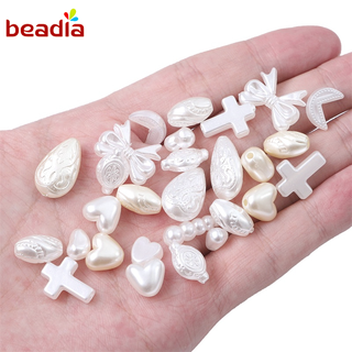 Hạt ngọc trai giả Beadia màu trắng ngà chất liệu ABS làm đồ trang sức tiện