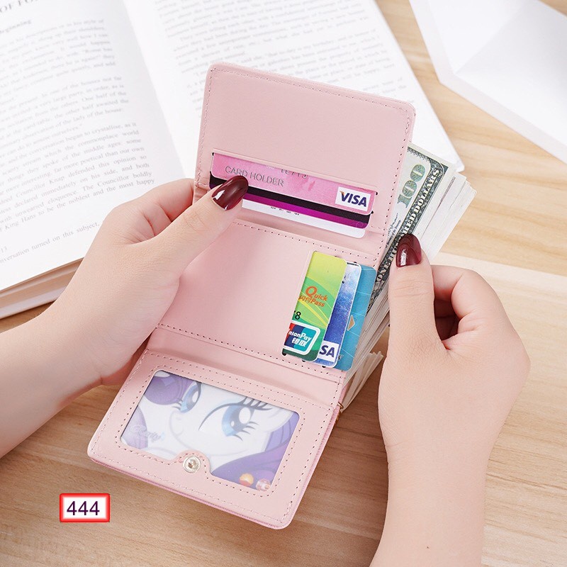 Ví nữ đựng tiền nhiều ngăn 444 khóa bấm chất da retro phong cách thanh lịch