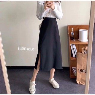 Chân váy MIDI chữ A xẻ sườn