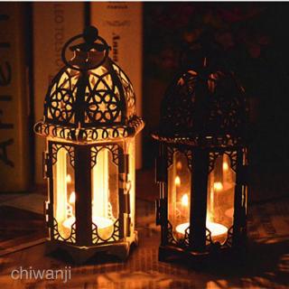 Giá đỡ nến Tealight thủy tinh bằng sắt rèn Đèn lồng chống gió Trang trí tiệc cưới