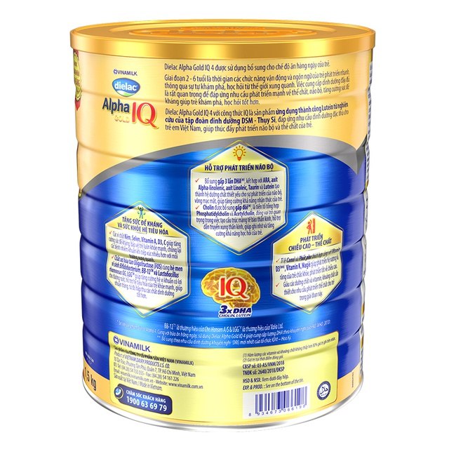 Sữa Bột Vinamilk Dielac Alpha Gold IQ 4 hộp 1.5kg