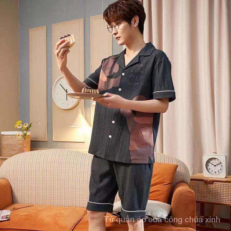 Bộ đồ ngủ họa tiết hoạt hình thoải mái thoáng mát tiện lợi cho nam Wlqn