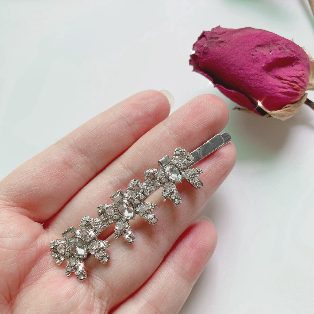 Kẹp tóc kiểu nơ đính đá phong cách Âu Mỹ ngọt ngào dễ thương