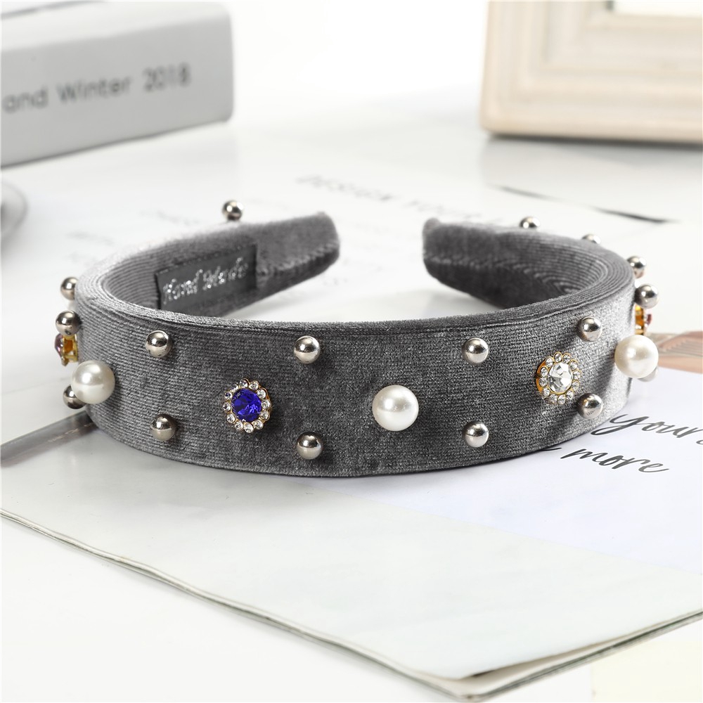 Băng Đô Vải Nhung Đính Ngọc Trai Thời Trang Hàn Quốc