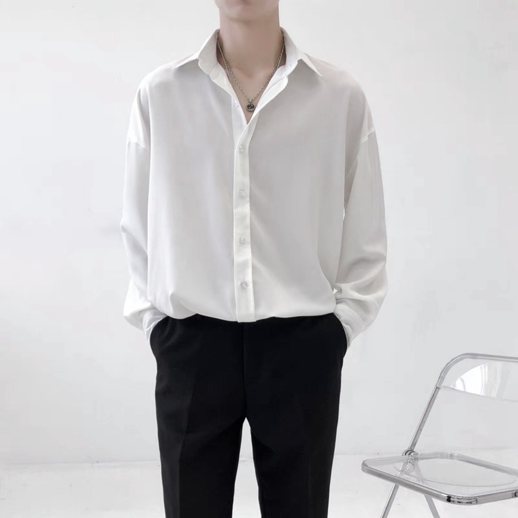 Áo sơ mi dài tay basic nam nữ unisex form rộng cực đẹp, chất vải đũi trơn Hàn cao cấp mịn chống nhăn, mặc 4 mùa
