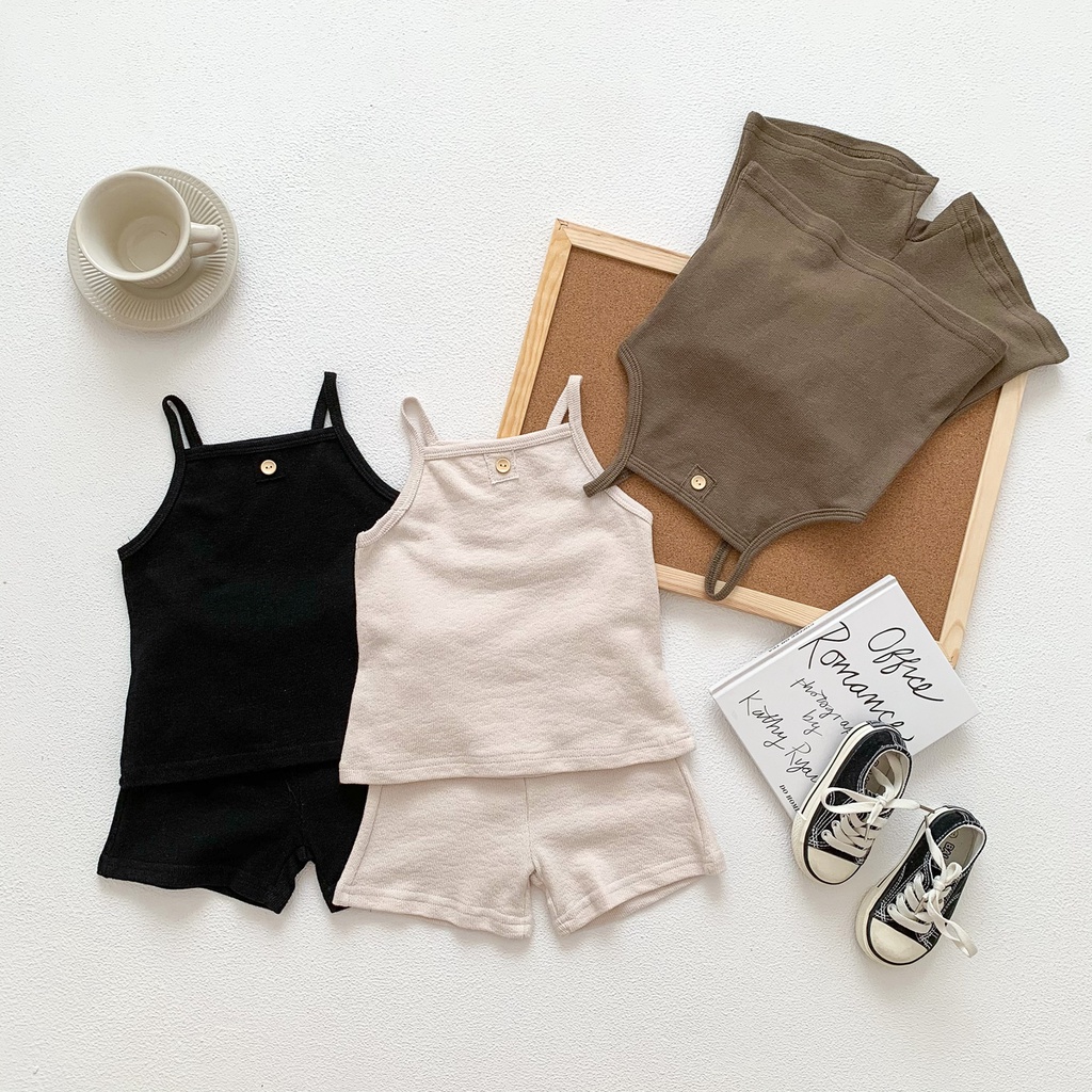 Bộ Đồ Ngủ 2 Món Bằng Vải Cotton Màu Trơn Thời Trang Mùa Hè Cho Bé Sơ Sinh 1 Tuổi