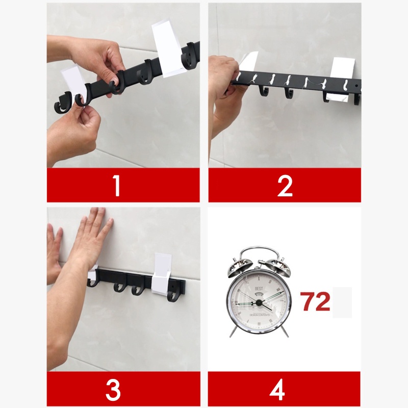 QQ Giá Đỡ Treo Khăn Tắm Gắn Tường Chịu Được Sức Nặng Không Cần Khoan