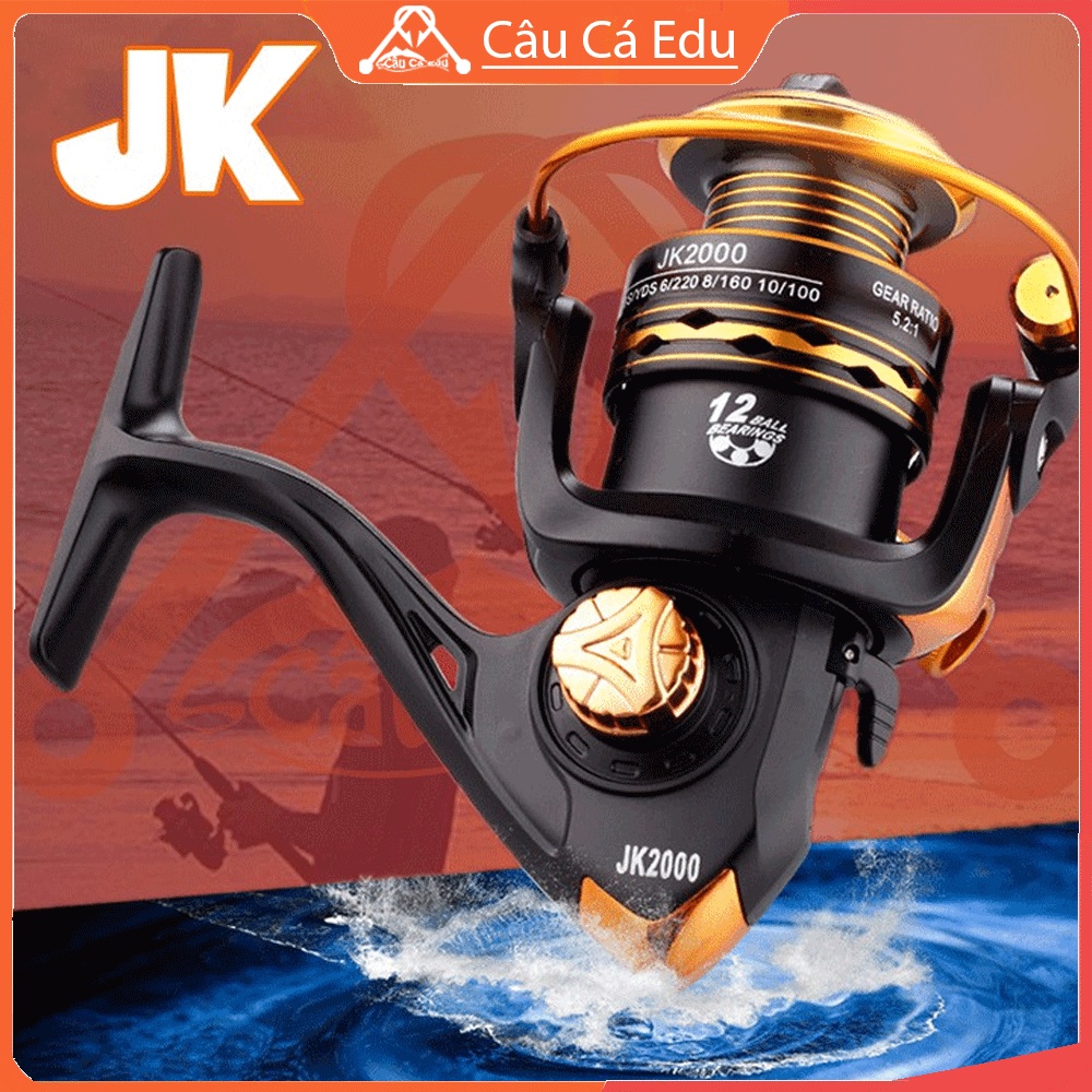 Máy Câu Cá Goldent Sharking JK 12 bạc đạn chống nước nhẹ nhàng,êm ái ,cảo cá rất bạo lực - CauCaEdu