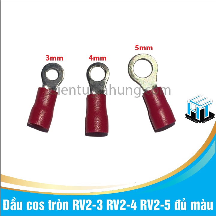 Đầu cos tròn RV2-3 RV2-4 RV2-5 các màu đầu cốt chữ o, đầu cos, cos vòng