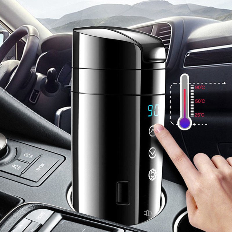 Máy đun nước, cốc nấu nước nóng 500ml cảm ứng trên xe hơi ô tô 12v-24v giúp pha trà sữa cafe, bình giữ nhiệt trên oto